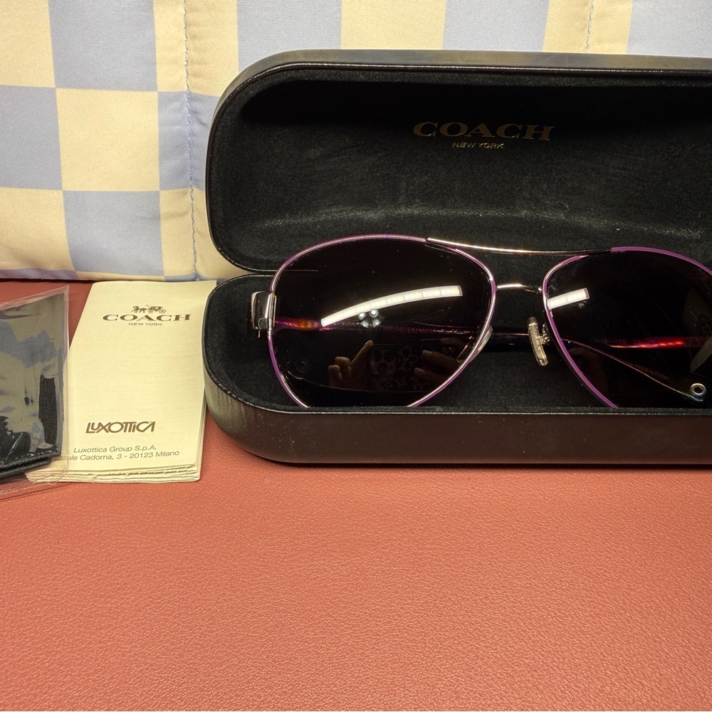 Coach Black and Purple Sunglasses with Case